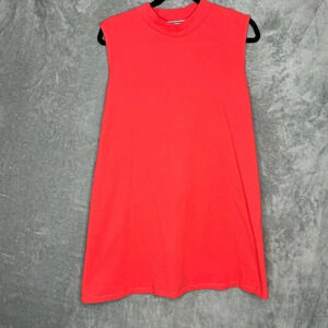 Woman Within 18 20 Tank Top Shirt Coral Pink Sleeveless High Neck Cotton